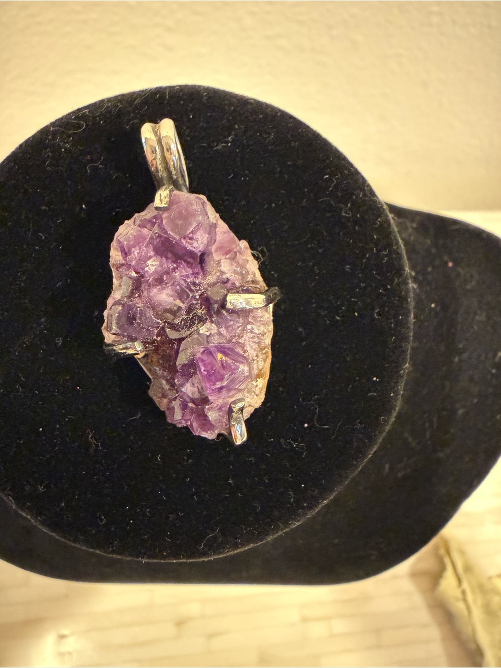 Purple Amethyst Raw Crystal 925 Sterling Silver Pendant  - Women Jewelry